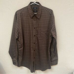 Haggar Mens Plaid Long Sleeve Button Down Shirt